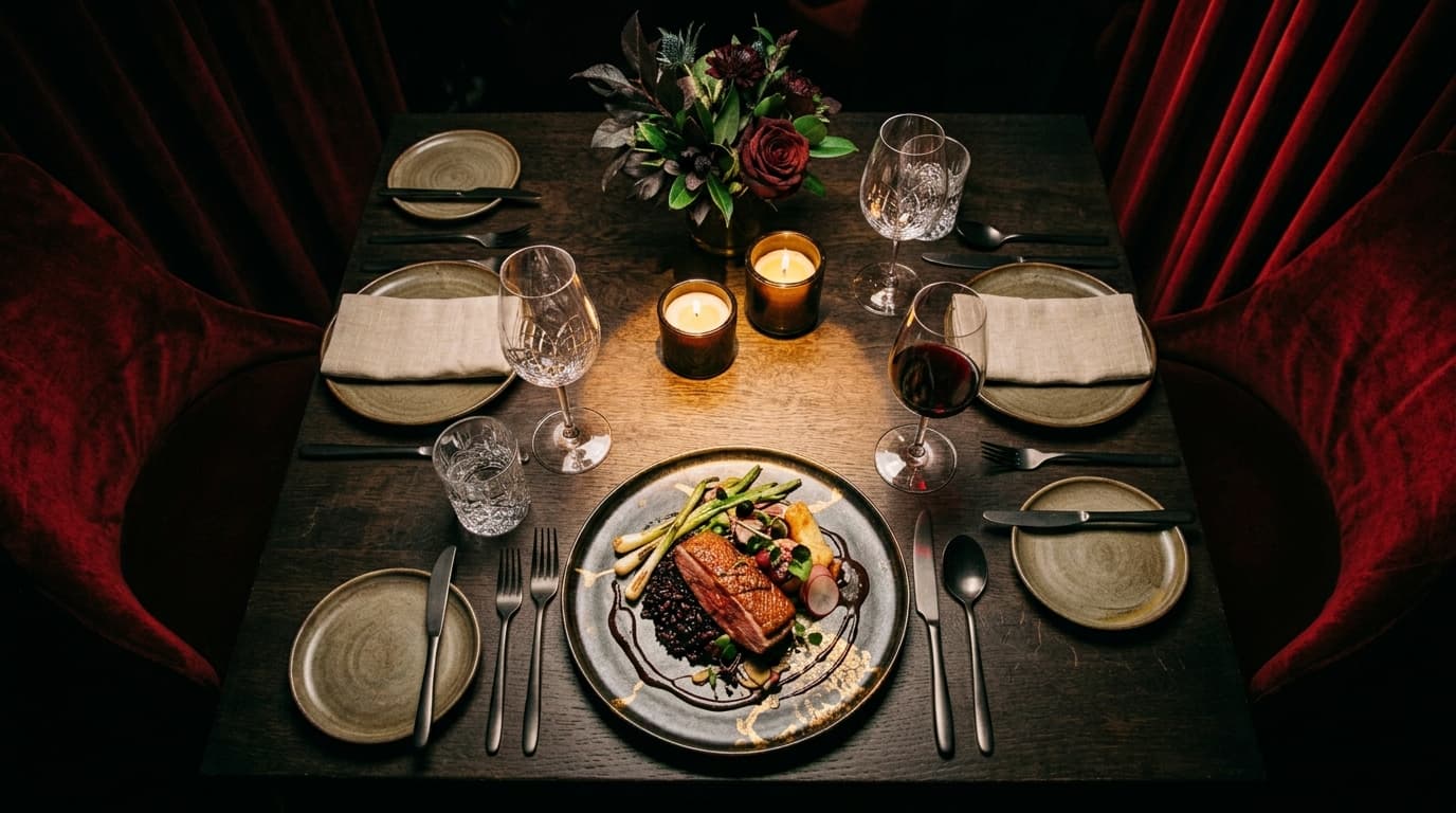 Intimate dining table for two